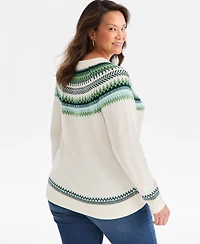 Style & Co Plus Fair Isle Crewneck Pullover Sweater