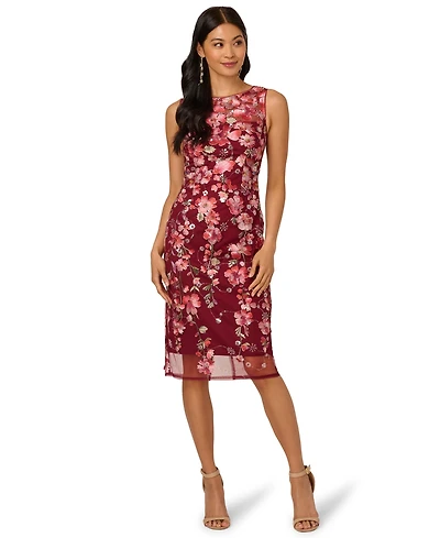 Adrianna Papell Women's Embroidered Floral Midi Dress