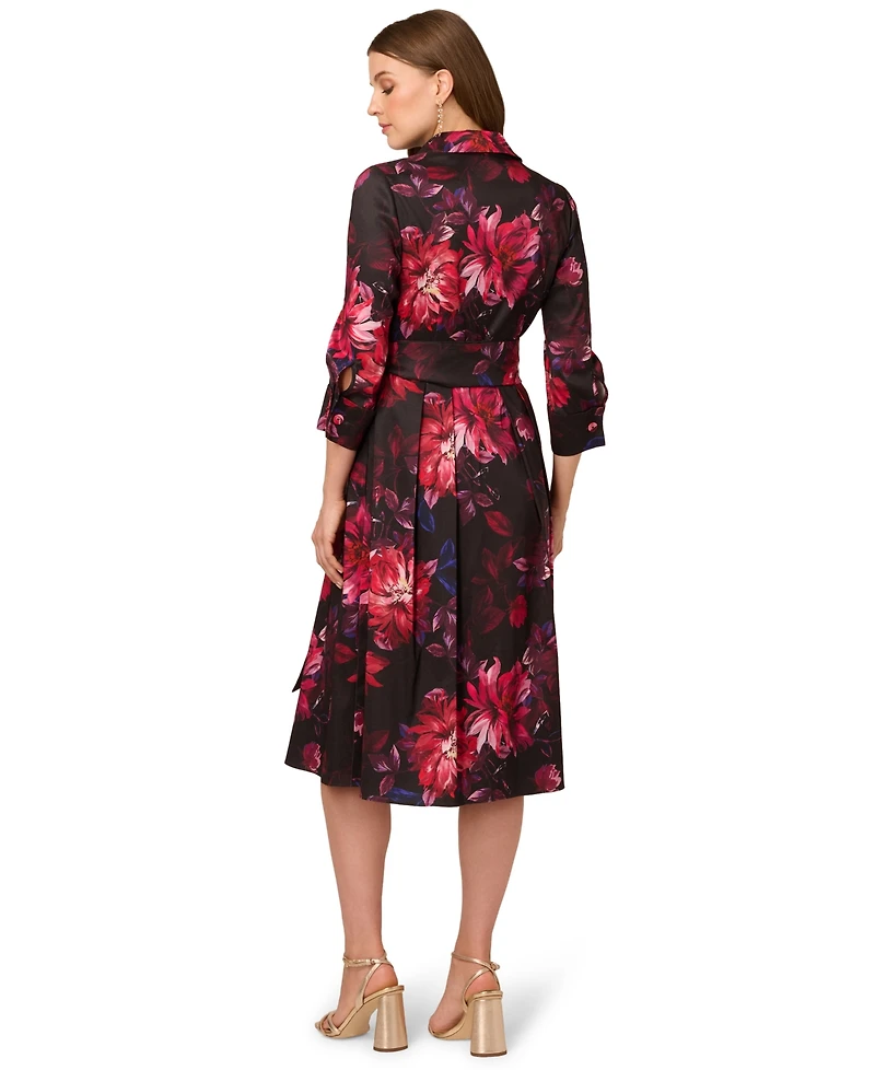 Adrianna Papell Women's Printed Taffeta Shirt Dress