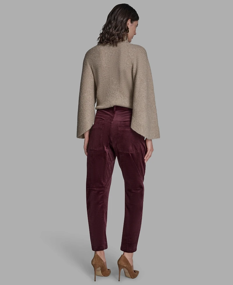Bcbg Women's Velvet Barrel Mid Rise Dropped Crotch Pants