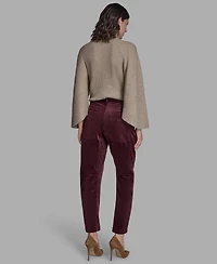 Bcbg Women's Velvet Barrel Mid Rise Dropped Crotch Pants
