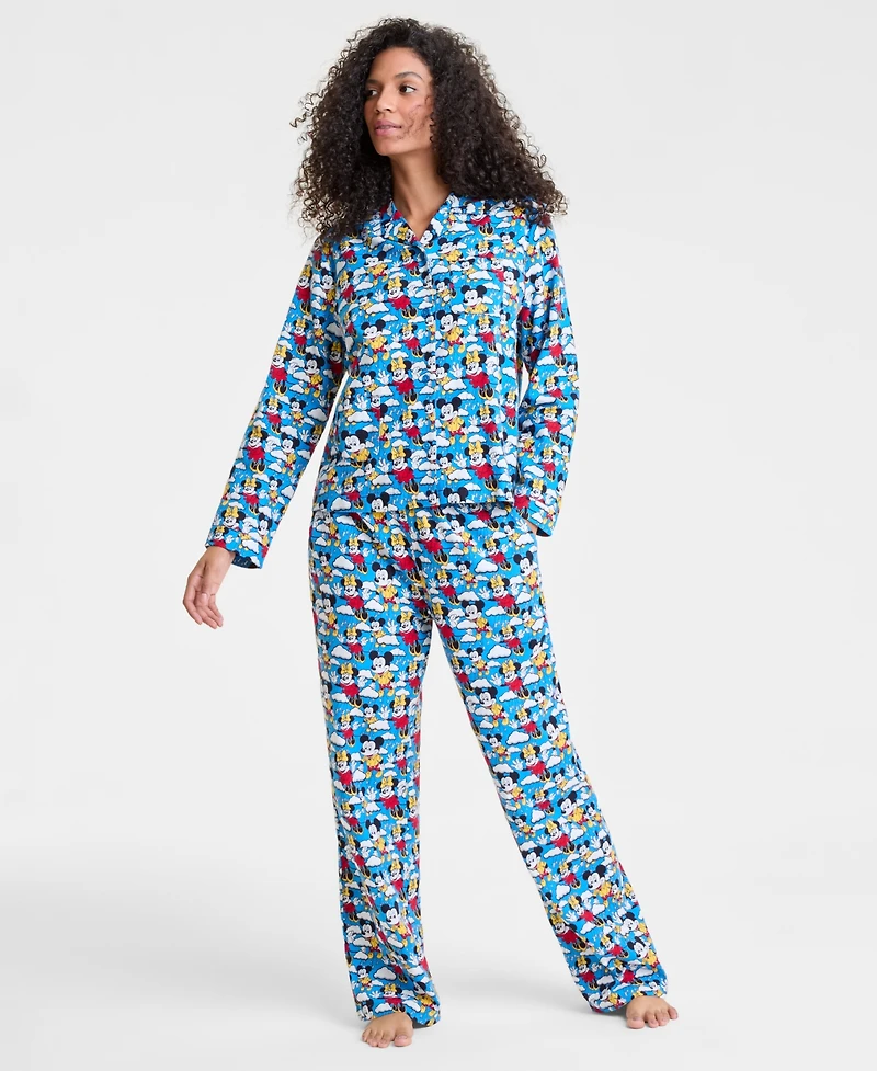 Disney | Macy's Women's Mickey Mouse & Minnie Flannel Pajamas Set, Exclusive