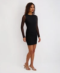 Siena Women's Mesh Scuba Long-Sleeve Bodycon Dress