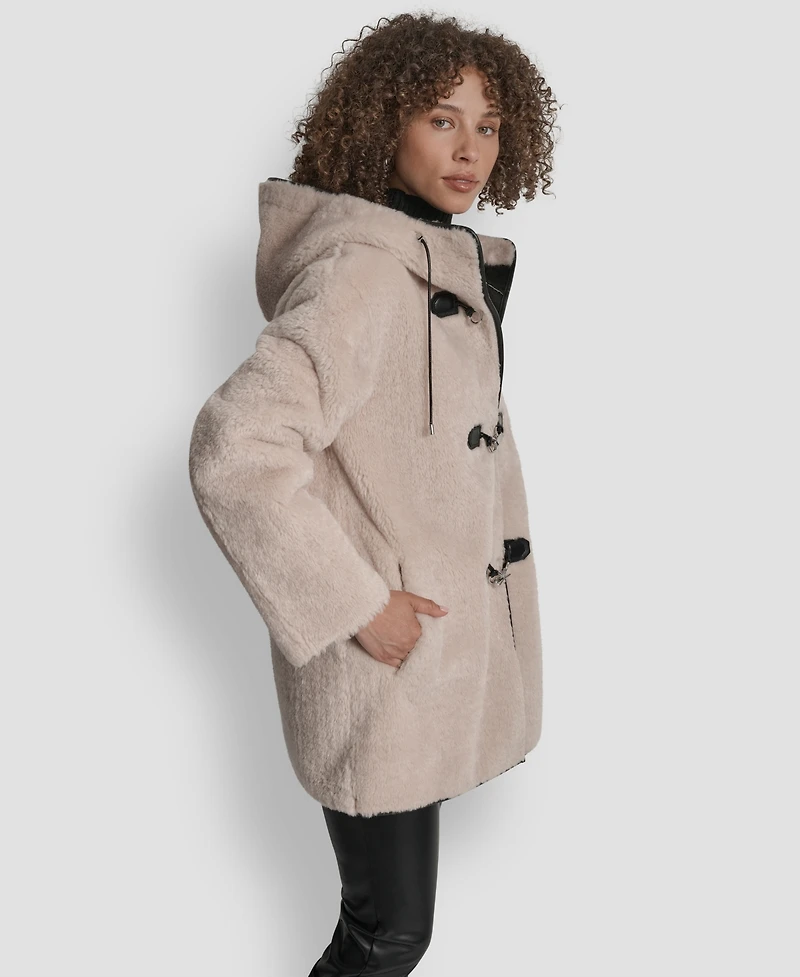 Dkny Petite Hooded Toggle Coat