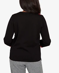 Alfred Dunner Jet Setter Zebra Colorblock Long Sleeve Sweater