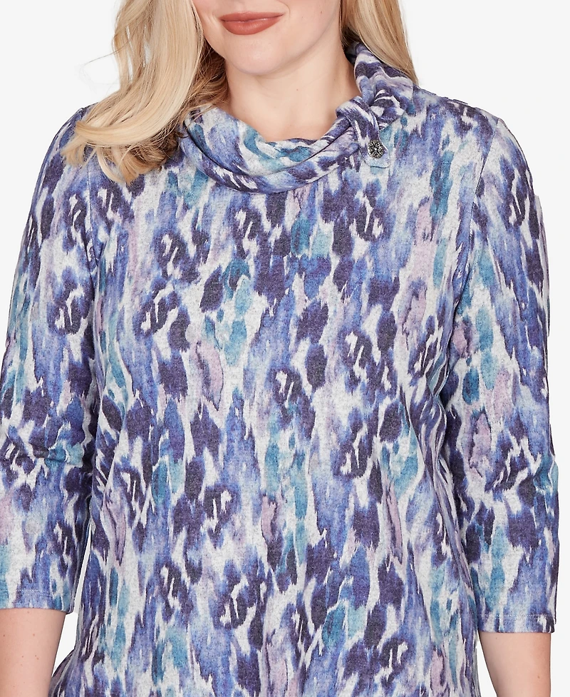 Alfred Dunner Lake Champlain Animal Melange Three Quarter Sleeve Top