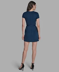 Bcbg Women's Square Neck Belted Dress