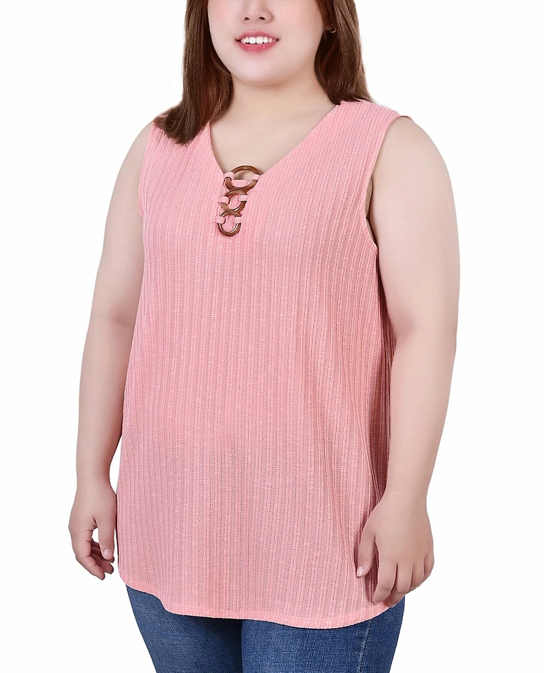 Ny Collection Plus Sleeveless Rib Top