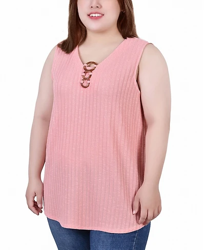 Ny Collection Plus Sleeveless Rib Top