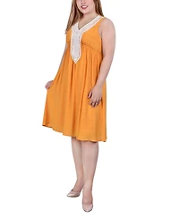 Ny Collection Plus Sleeveless Crochet Detail Dress