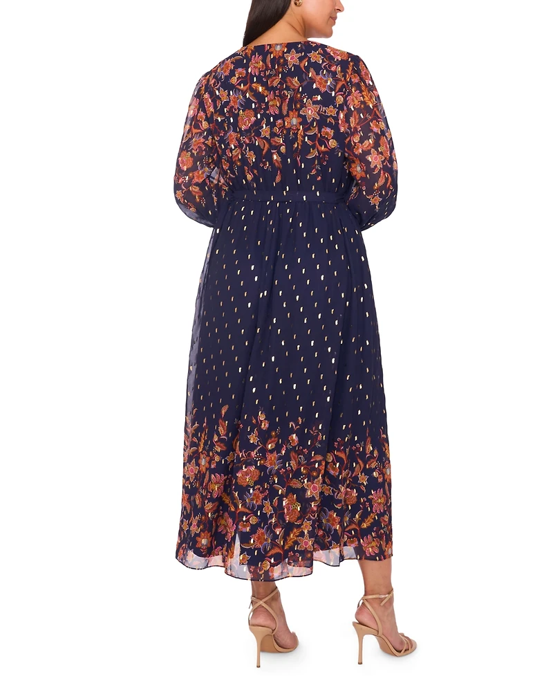Msk Plus Placement Print V-Neck Maxi Dress