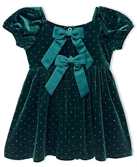 Blueberi Boulevard Baby Girls Stretch Velvet Dress