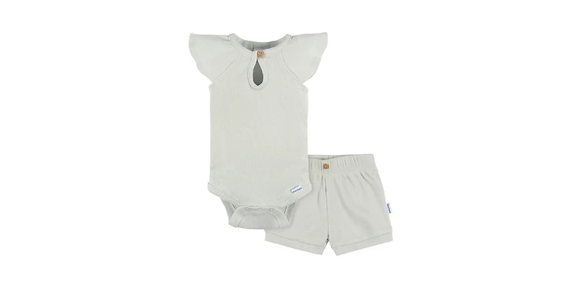 Gerber Childrenswear Baby Girls Flutter Sleeve Bodysuit and Shorts Set