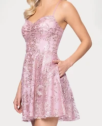 Blondie Nites Juniors' Pinch Glitter Party A-Line Short Dress