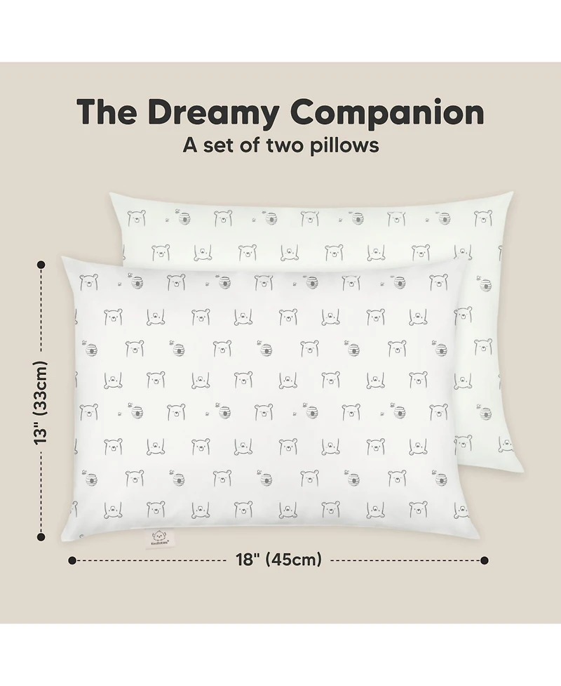 KeaBabies Toddler 2pk Pillow, Soft Organic Cotton Pillows for Sleeping, 13X18 Pillow