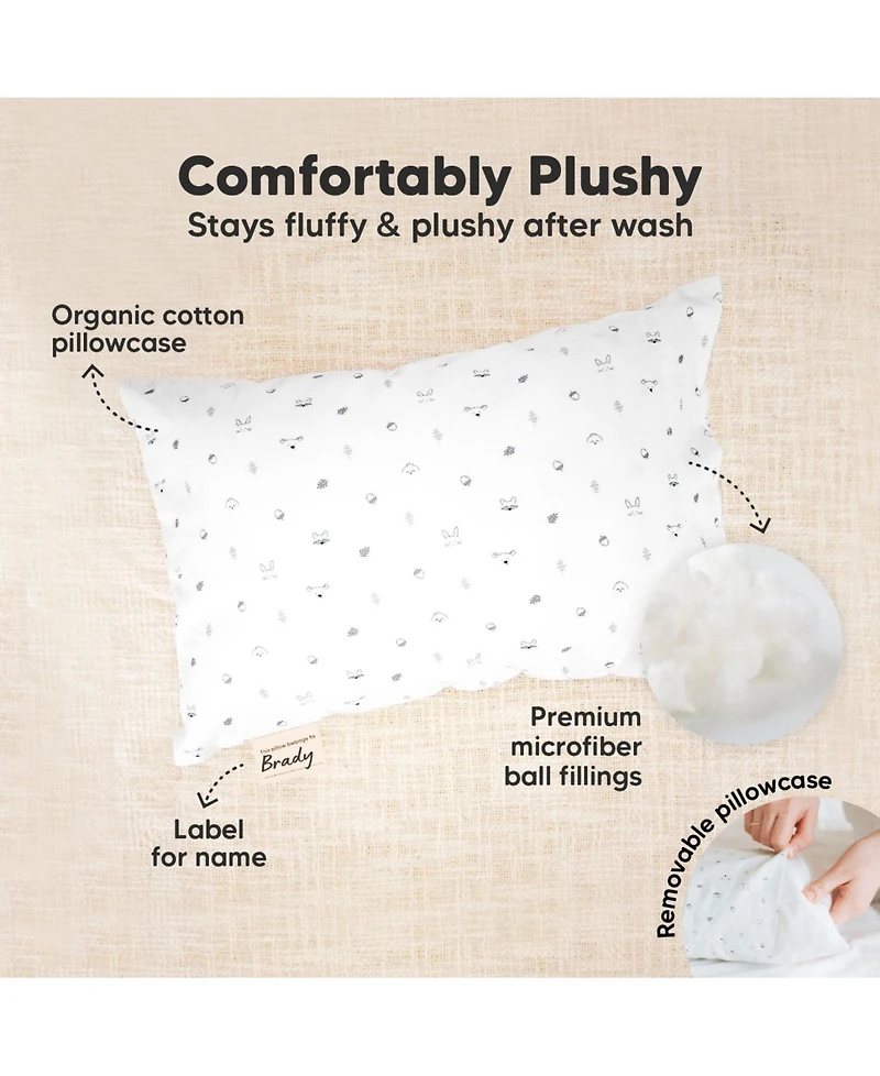 Mini Toddler Pillow and Pillowcase for Crib, 9x13 Small Toddler, Kids Travel