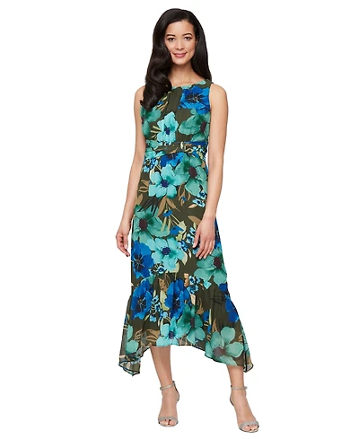 Sl Fashions Women's Printed Sleeveless A-Line Midi Dress