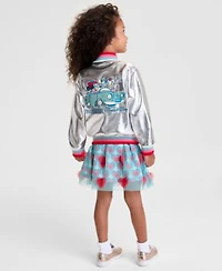 Disney Macys Girls 2t 6x Minnie Mouse Graphic Tee Heart Printed Tulle Skirt Minnie Mouse Daisy Duck Faux Leather Jacket Macys Exclusive