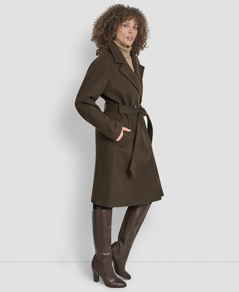 Dkny Women's Belted Notch Collar Coat