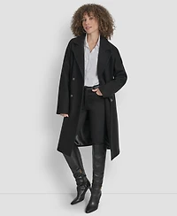 Dkny Petite Belted Notch Collar Coat