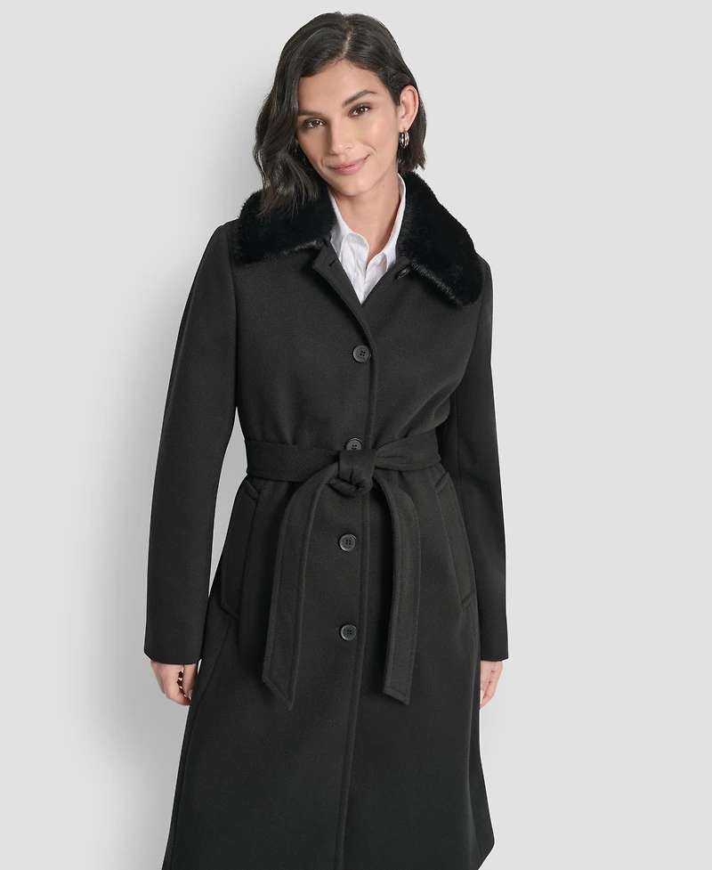 Dkny Women's Single-Breasted Pillow Collar Coat