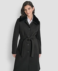 Dkny Women's Single-Breasted Pillow Collar Coat