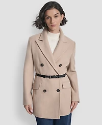 Dkny Women's Short Double-Breasted Belted Coat