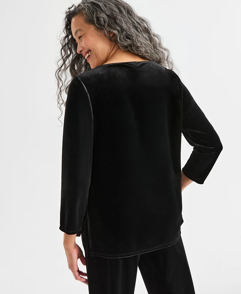 Style & Co Women's Velvet Boat-Neck Top, Macy's Exclusive