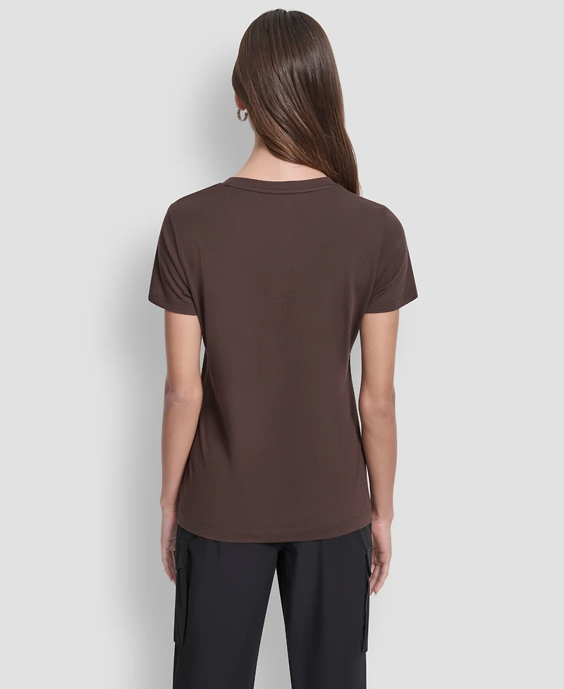 Dkny Jeans Women's Flocked Logo Crewneck T-Shirt