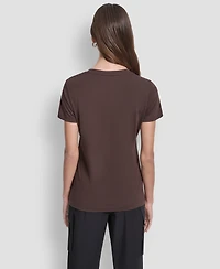 Dkny Jeans Women's Flocked Logo Crewneck T-Shirt