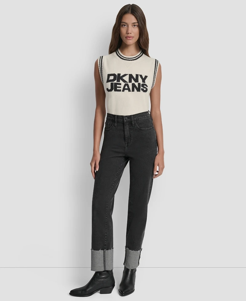Dkny Jeans Women's High-Rise Classic Cuffed Straight-Leg