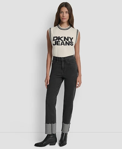 Dkny Jeans Women's High-Rise Classic Cuffed Straight-Leg