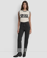 Dkny Jeans Women's High-Rise Classic Cuffed Straight-Leg