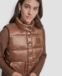 Dkny Jeans Women's Quilted Mock Neck Puffer Vest Jacket