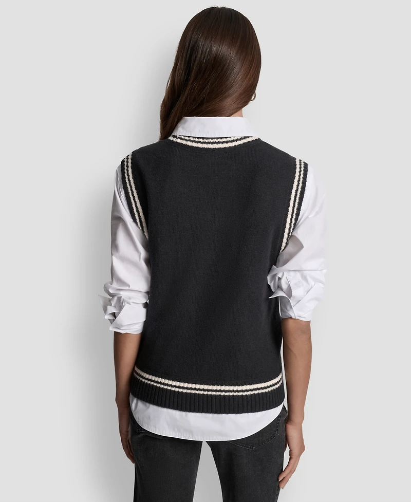 Dkny Jeans Women's Logo Detail Sleeveless Sweater