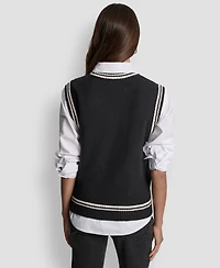 Dkny Jeans Women's Logo Detail Sleeveless Sweater