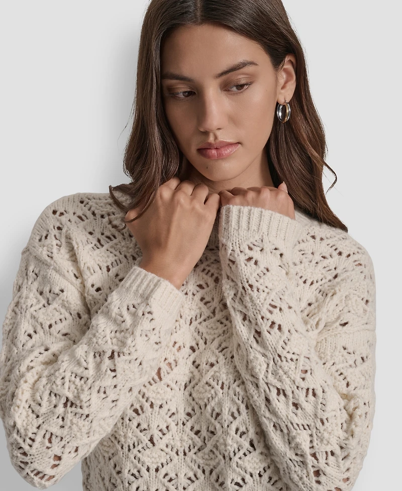 Dkny Jeans Women's Pointelle Long Sleeve Sweater