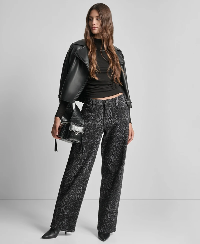 Dkny Jeans Women's Mid Rise Leopard Print