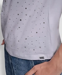 Dkny Jeans Women's Embellished V-Neck Top