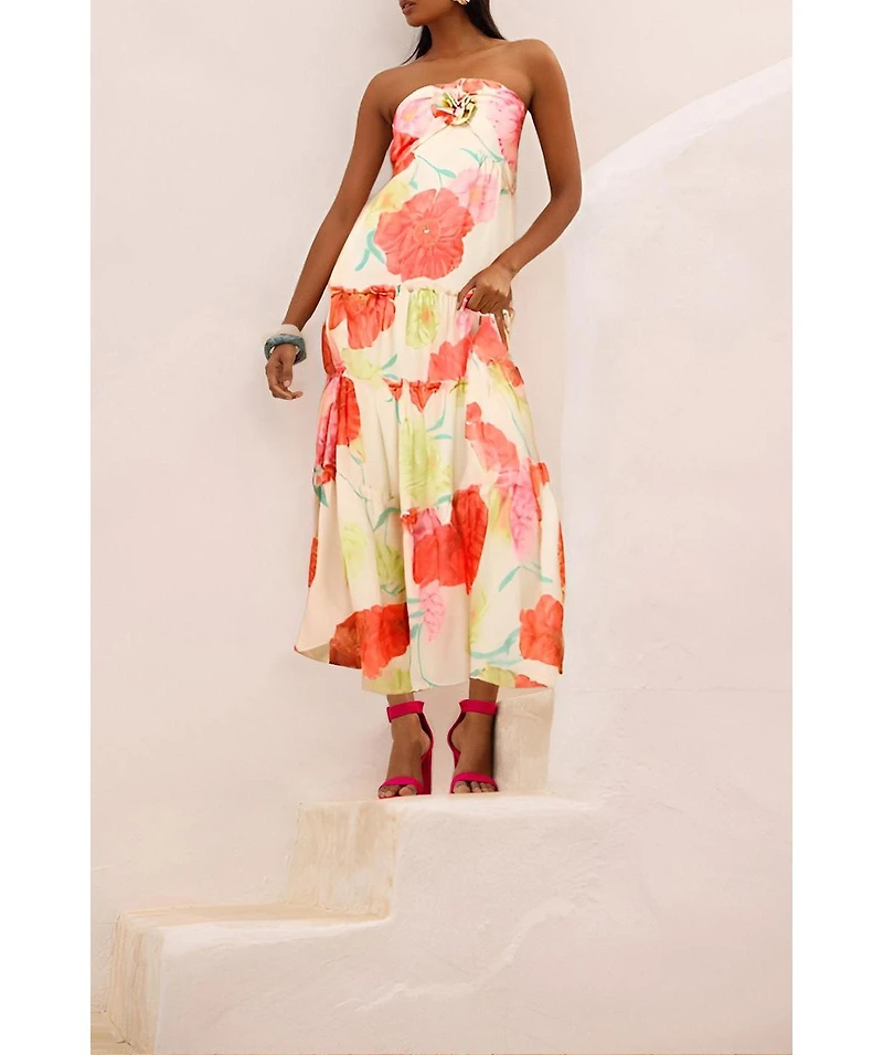 Oasis Women's Rosette Detail Halterneck Midi Dress