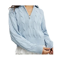Cotton On Women's Cotton Cable Half Zip Pullover