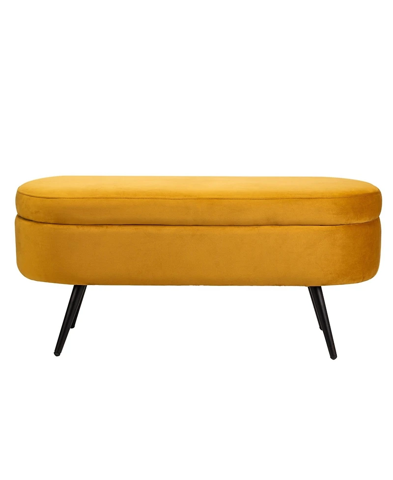 Nordlys - Mustard Yellow Velvet Storage Bench Modern Design Style Upholstery Entry