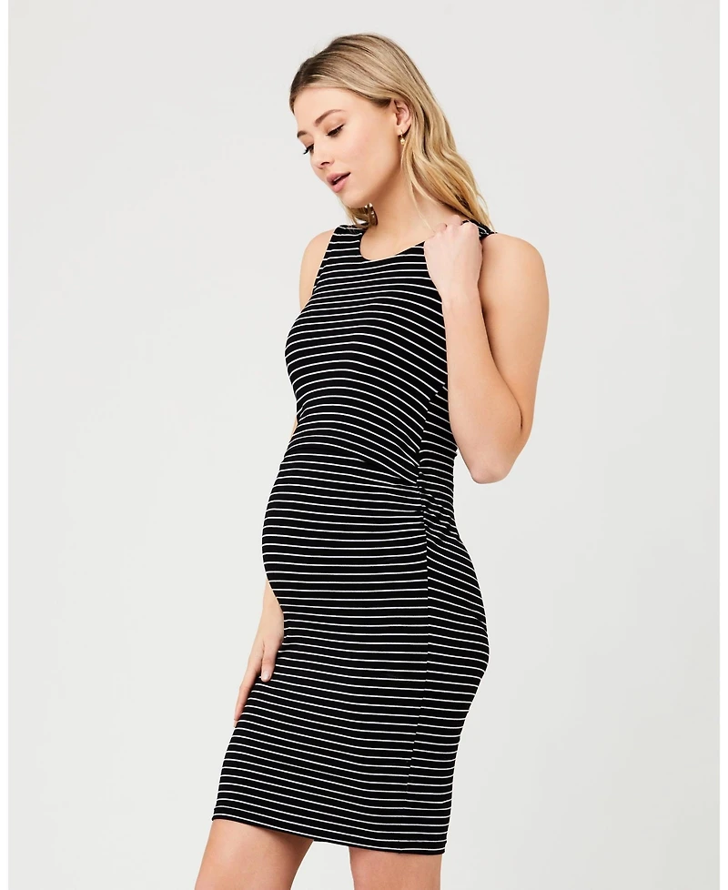 Ripe Maternity Maternity Mia Sleeveless Nursing Dress in Black and Flint - Perfect Beyond