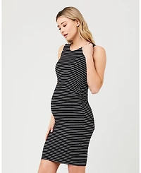 Ripe Maternity Maternity Mia Sleeveless Nursing Dress in Black and Flint - Perfect Beyond