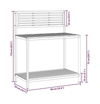 vidaXL Garden Work Table 35.4"x19.7"x43.3" Solid Wood Acacia and Steel