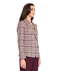 Tahari Asl Women's Plaid Double Breasted Blazer, Regular And Petite