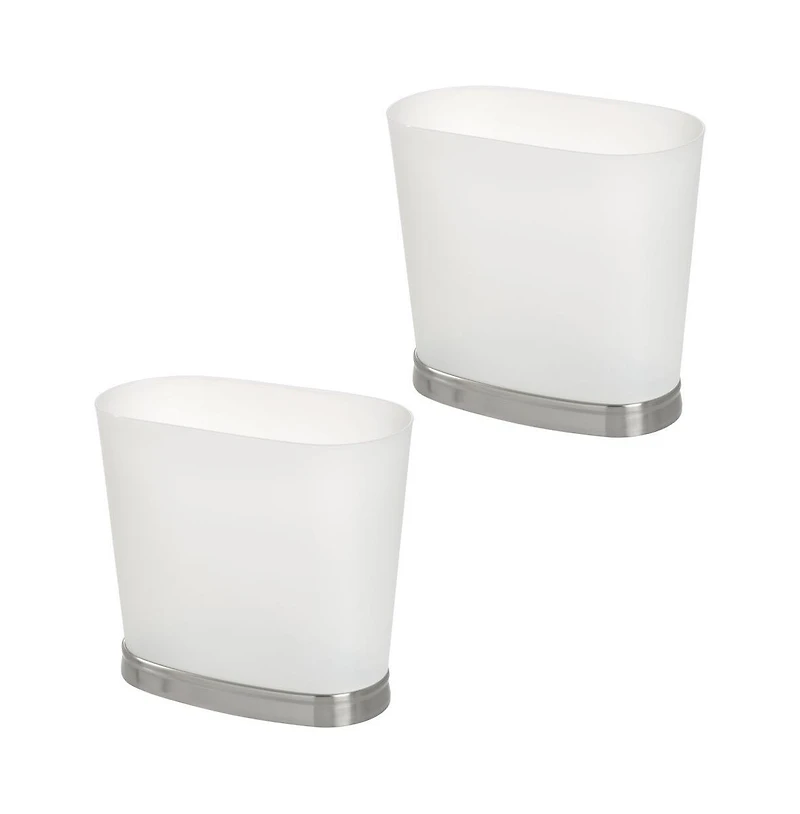 iDesign Oval Bathroom Trash Can, Set of 2, Frost/Brushed Nickel, Made in Usa