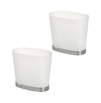 iDesign Oval Bathroom Trash Can, Set of 2, Frost/Brushed Nickel, Made in Usa