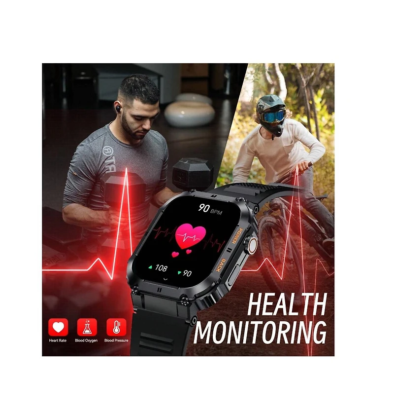 Ruxing Smart Vasip Smart Watches(Answer/Dial Calls) For Men With 1.96" Hd Screen Remote Camera Control Music Playback Control Outdoor Sports Fitn