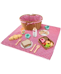 Fisher Price Wooden Picnic Basket and Food Pretend Play Set, 31 Wood Pieces